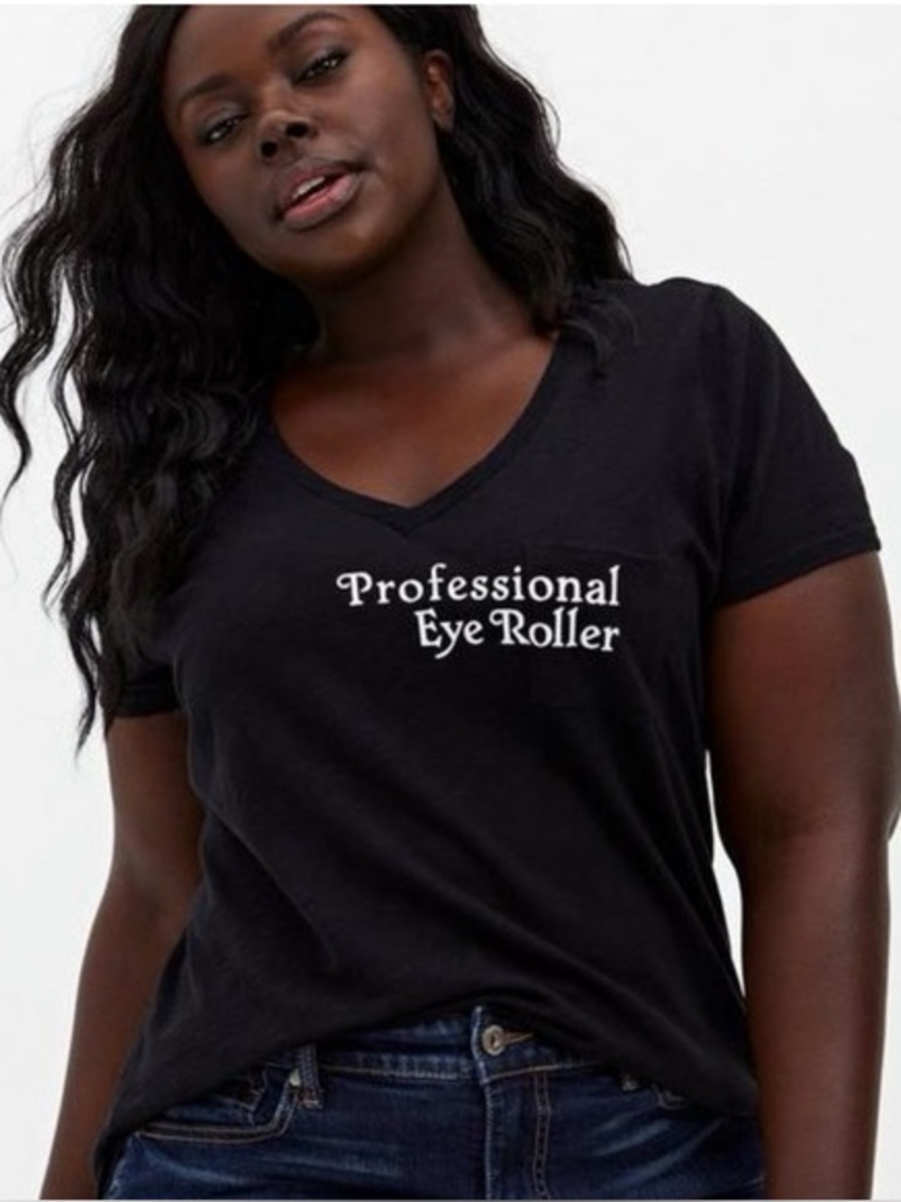 Torrid classic fit “Professional Eye Roller” pocket tee